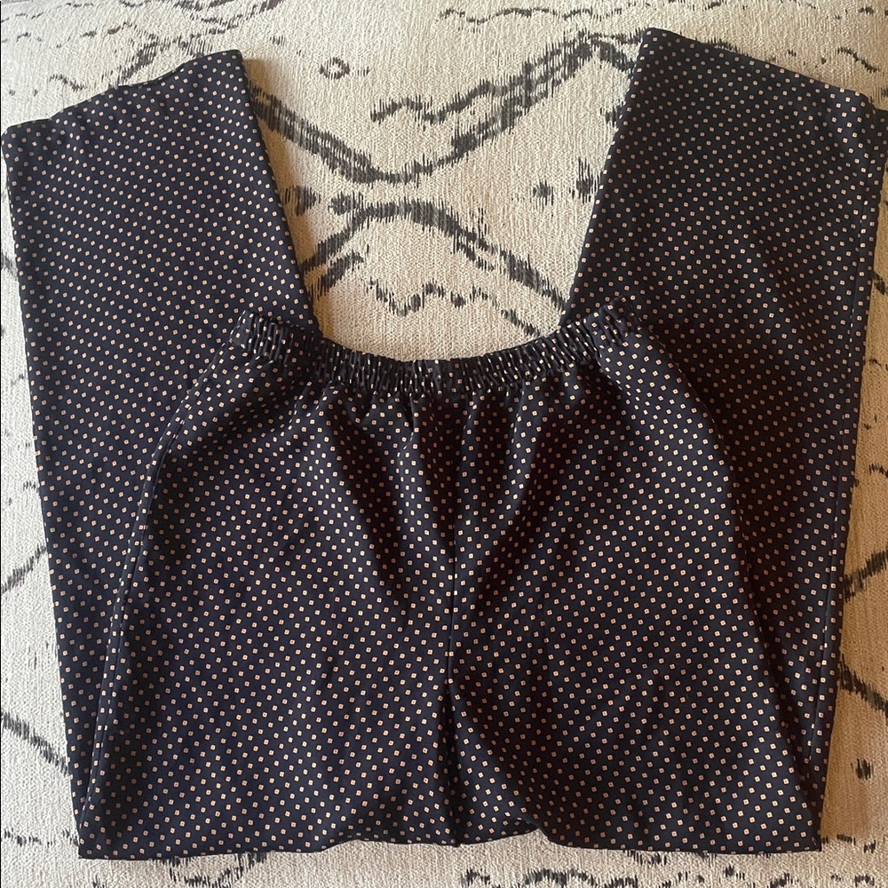 Vintage Leslie Fay 90s High Rise Pants Polka Dot Patterned, Dark Navy, Size M